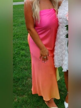12th Tribe Ombre Pink to Yellow/Orange Maxi Dress